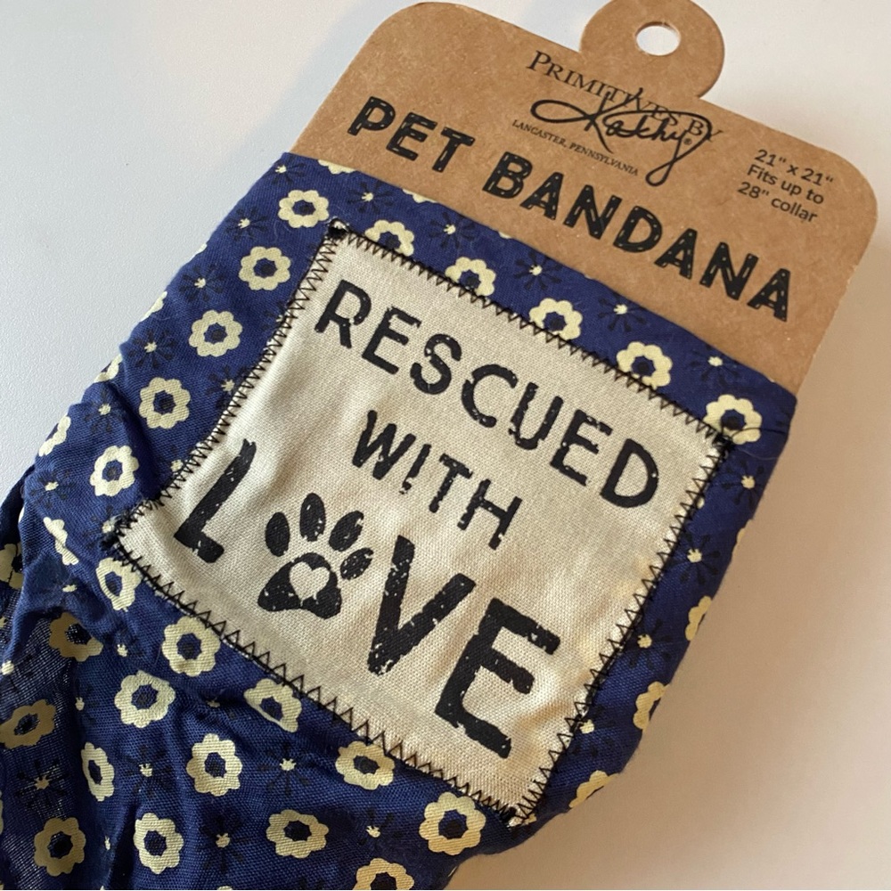 Rescued with Love Dog/Pet Bandana (28” collar)